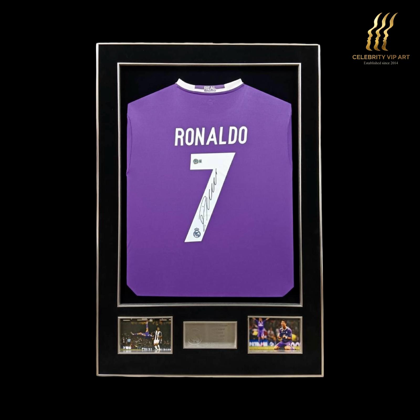 Cristiano Ronaldo — signed Real Madrid 2017/18 third shirt, framed