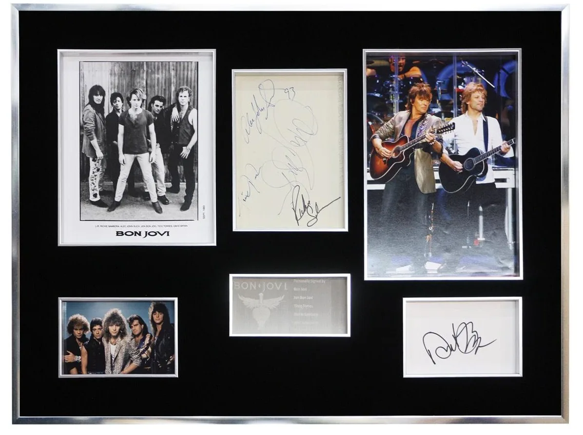 Bon Jovi — signed display — authentic signed memorabilia, framed