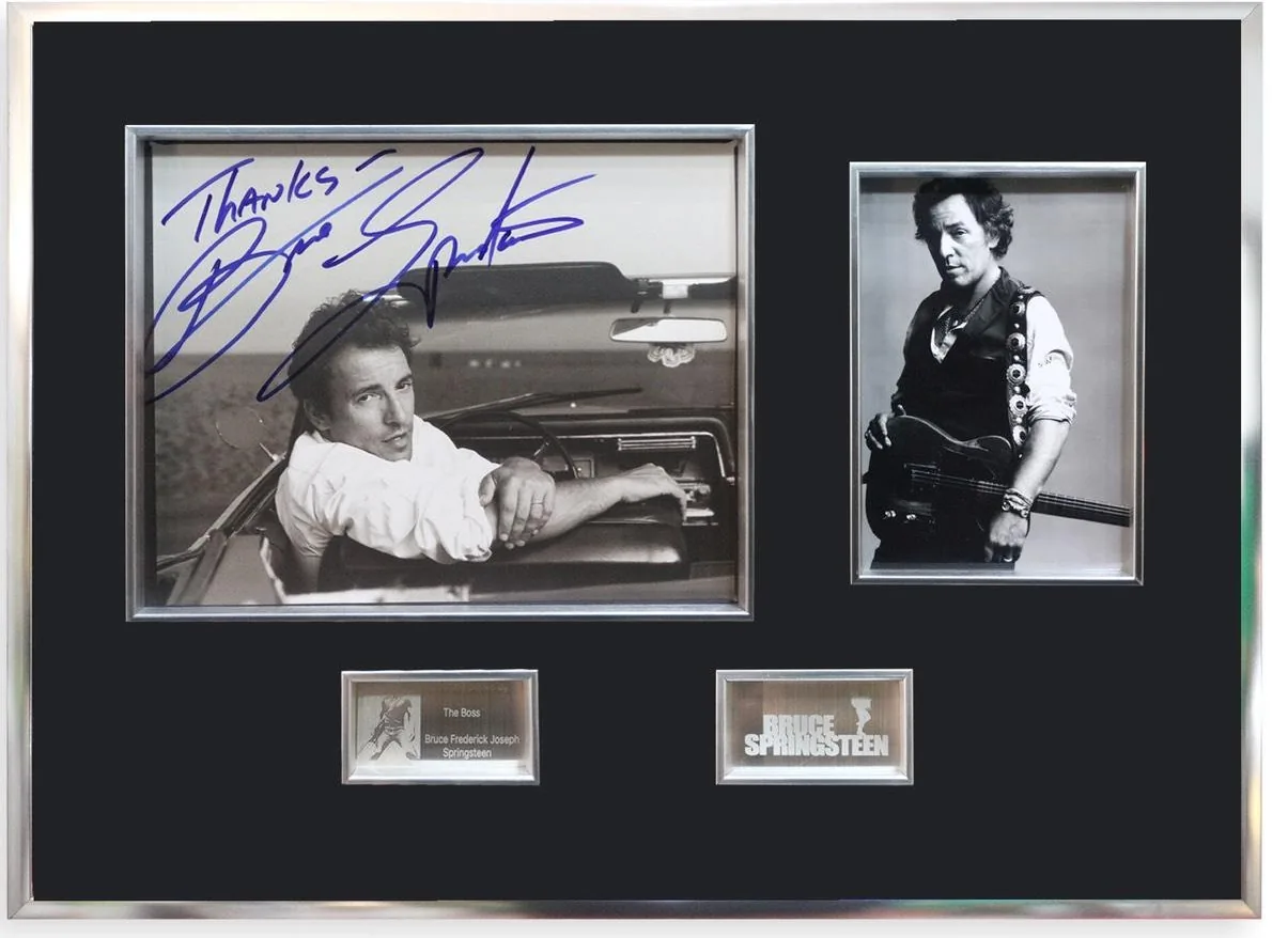 Bruce Springsteen — signed photograph — memorabilia bertanda tangan asli dalam bingkai