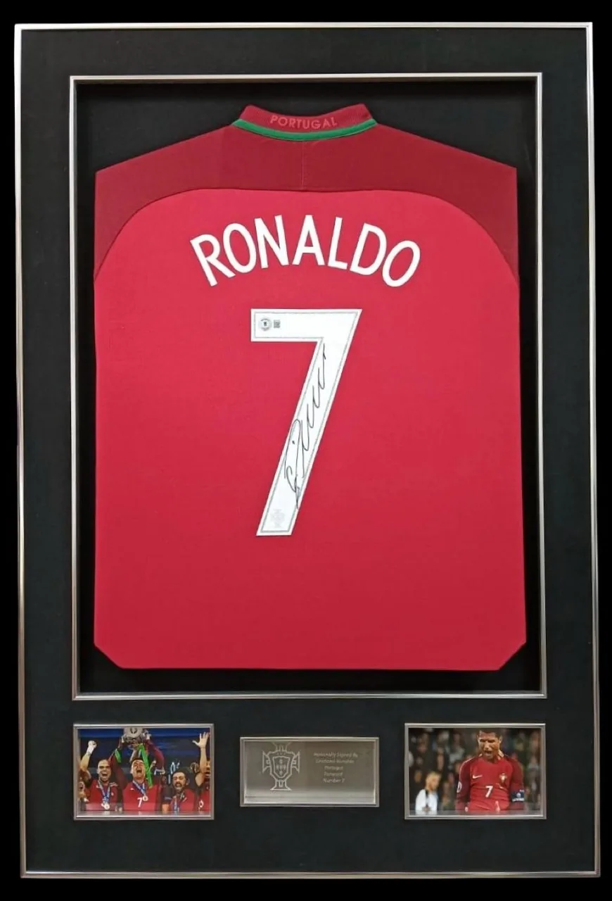 Cristiano Ronaldo — signed Portugal shirt — authentic signed memorabilia, framed