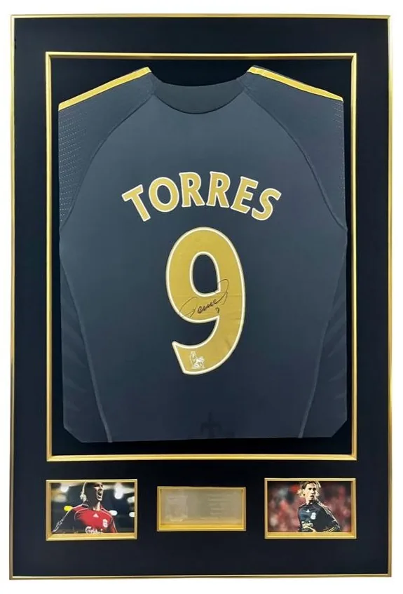 Fernando Torres — signed Liverpool third shirt — authentic signed memorabilia, framed