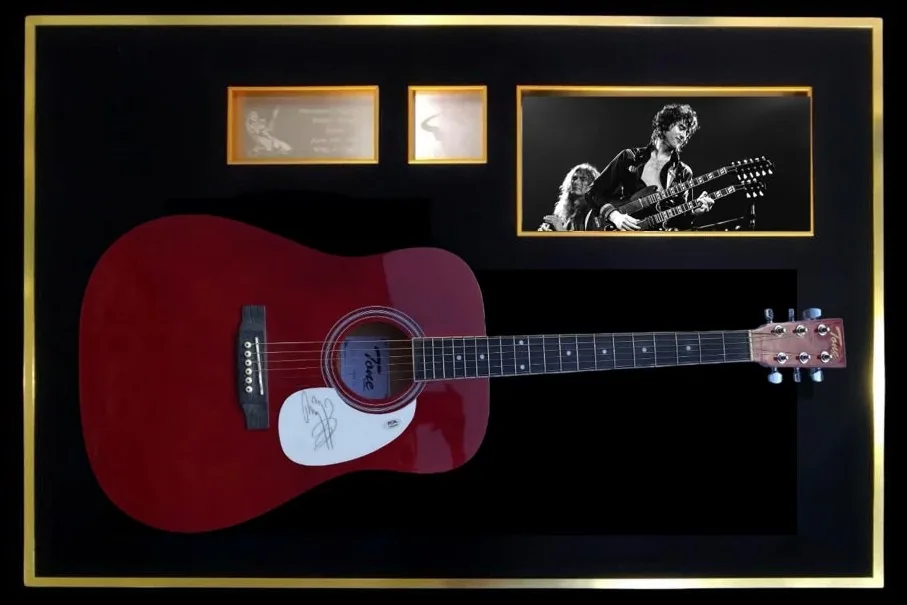 Jimmy Page — signed acoustic guitar — authentic signed memorabilia, framed