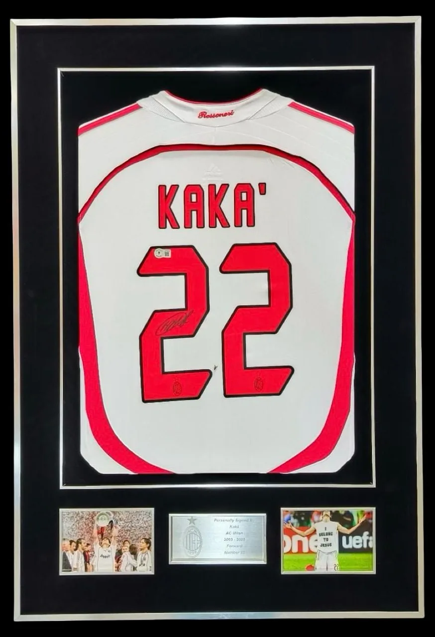 Kaká — signed AC Milan away shirt — authentic signed memorabilia, framed