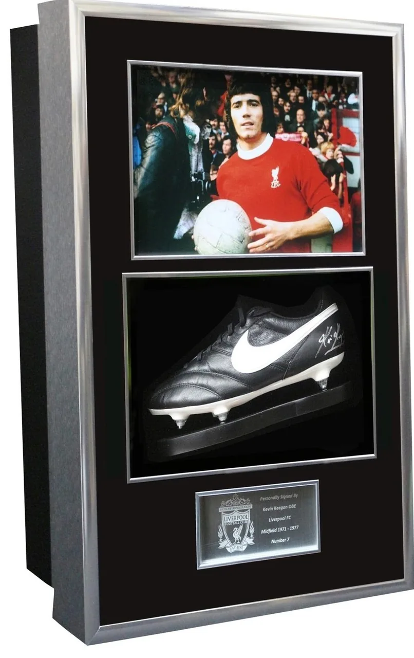 Kevin Keegan — signed Liverpool boot — authentic signed memorabilia, framed