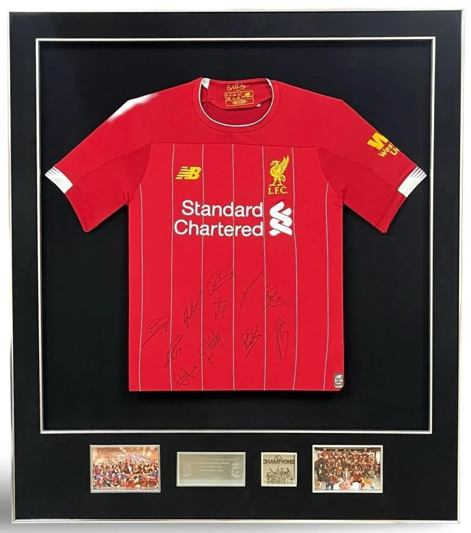 Liverpool 2019/20 — squad-signed shirt — authentic signed memorabilia, framed