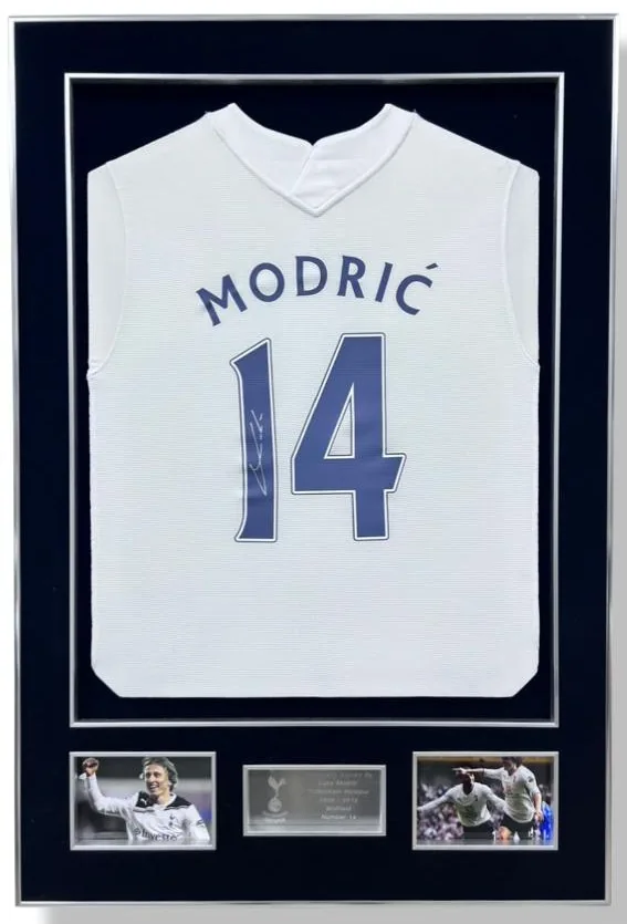 Luka Modrić — signed Tottenham Hotspur shirt — authentic signed memorabilia, framed