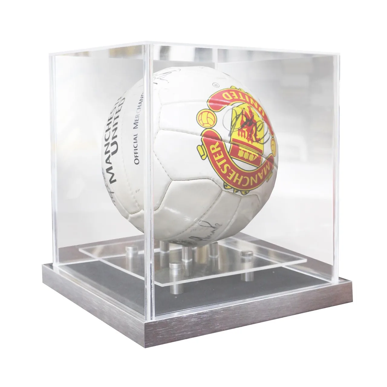Manchester United — signed football in display case — authentic signed memorabilia, framed