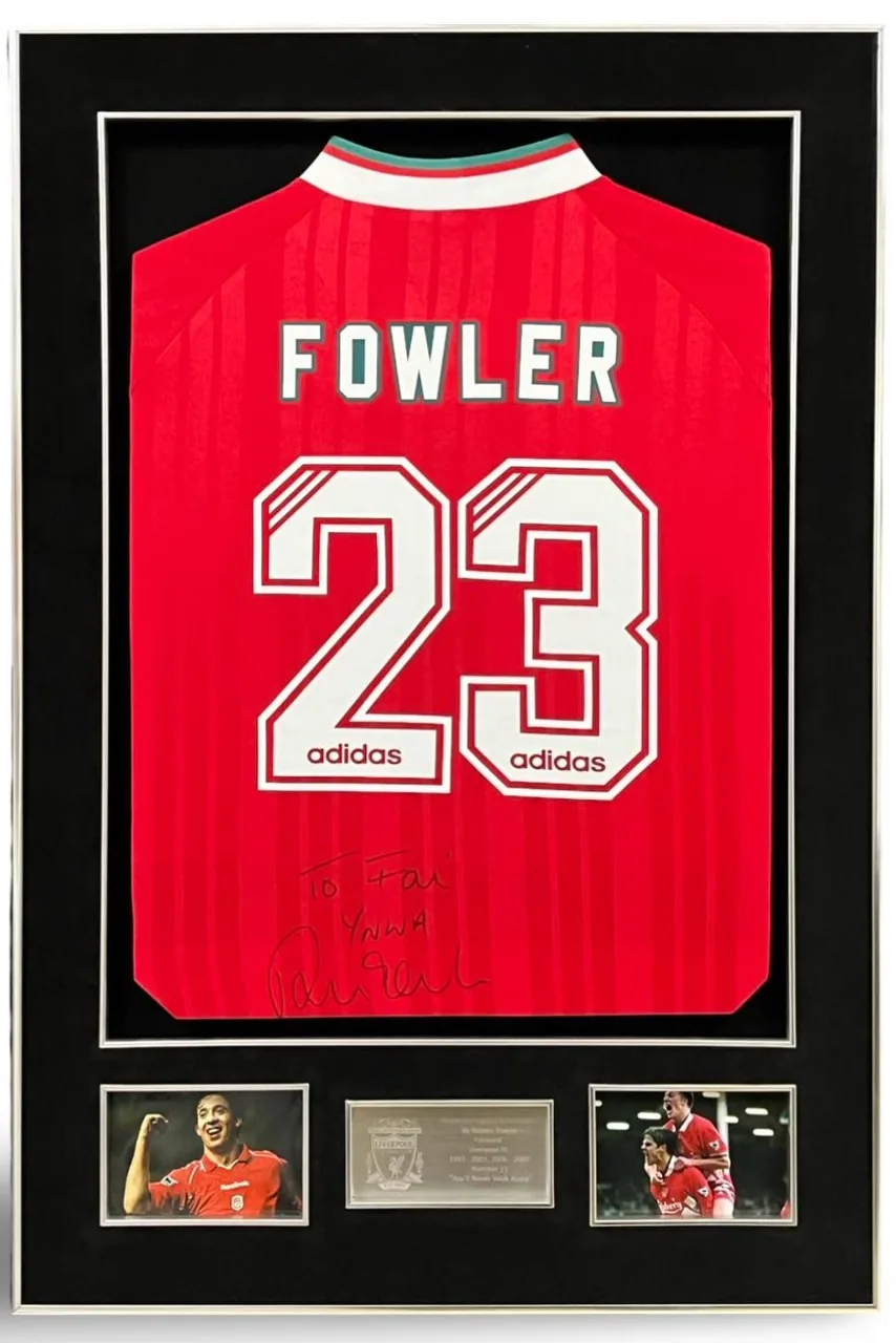Robbie Fowler — signed Liverpool shirt (number 23) — authentic signed memorabilia, framed