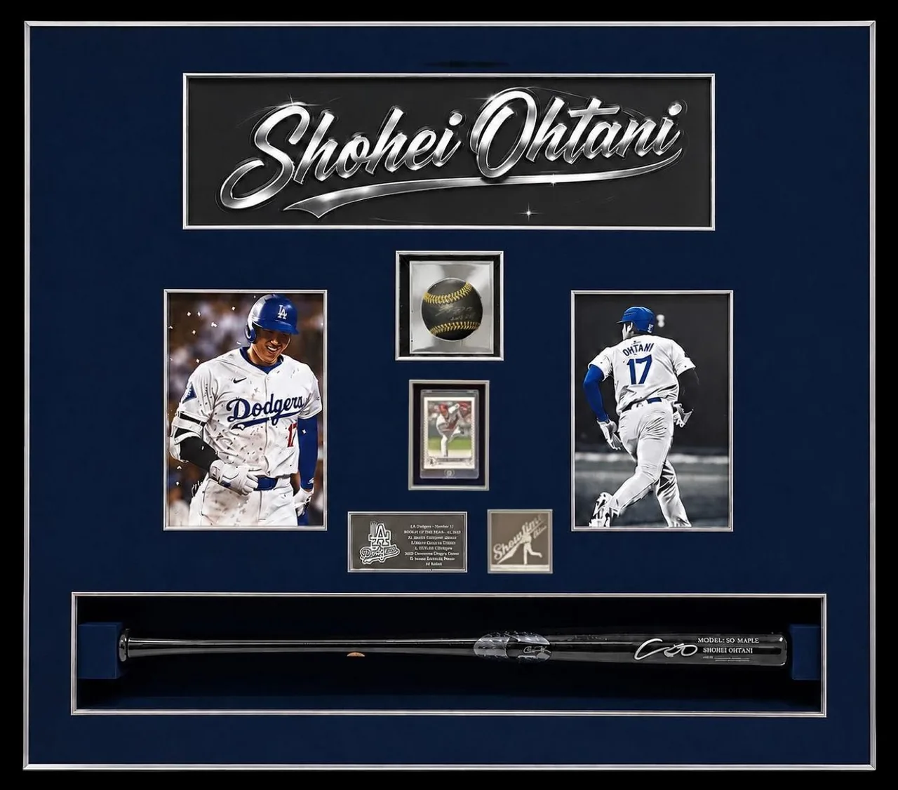 Shohei Ohtani — signed bat display — authentic signed memorabilia, framed