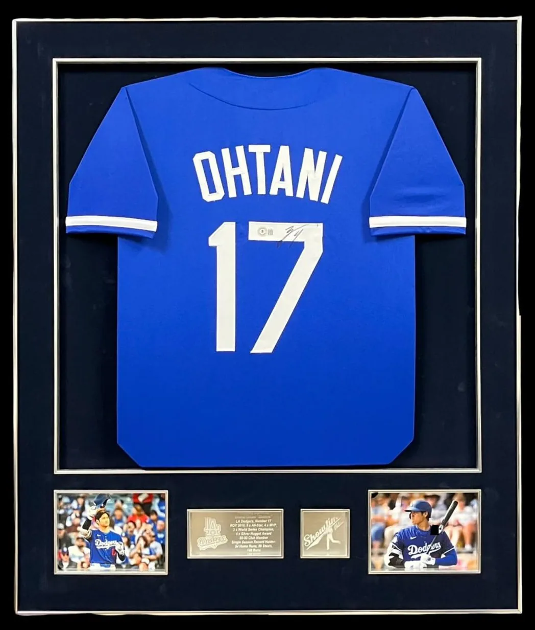 Shohei Ohtani — signed Los Angeles Dodgers jersey — authentic signed memorabilia, framed