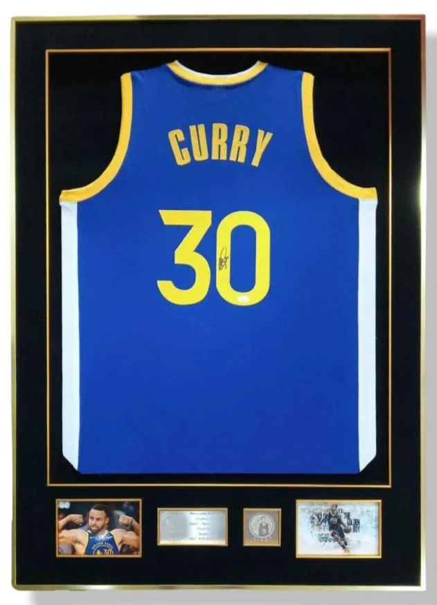 Stephen Curry — signed Golden State Warriors jersey — authentic signed memorabilia, framed