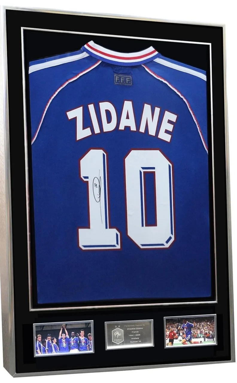 Zinedine Zidane — signed France shirt — authentic signed memorabilia, framed